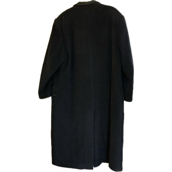 Wool Blend long overcoat Black mens Large? Pockets Lined Short Tailor Made in US - Picture 2 of 16